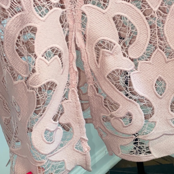 Bardot Strap Pink Lace Dress - Picture 8 of 16